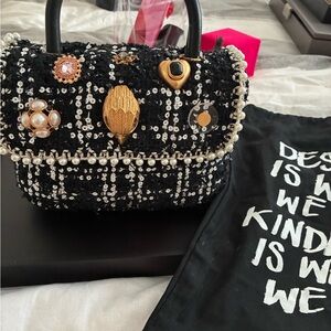 Kurt Geiger Black and Gold Embellished Mini Bag, new w tag
